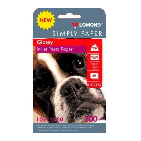 200 г/м, 10х15, Глянцевая - односторонняя фотобумага, SIMPLY, 50 листов Lomond 0102167