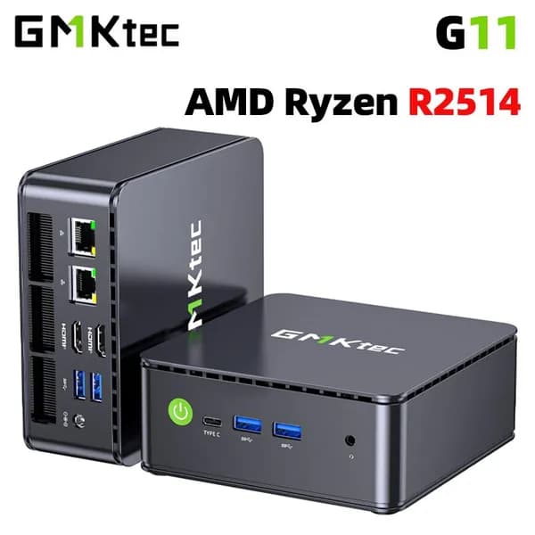 Мини-ПК (AMD Ryzen Embedded R2544, RAM 8 ГБ, SSD 128 ГБ, AMD Radeon Graphics, Windows), черный