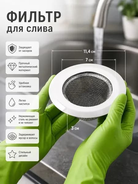 Сетка для раковины 11.4 см х 11.4 см, 1 шт