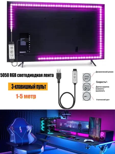 Светодиодная лента, IP20, Пурпурный, 1 шт
