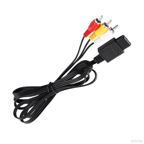 Кабель A/V Composite RCA для игровых консолей Nintendo N64 и GameCube, длина 1.8 метра, вес 20 граммов, в упаковке по 1 штуке, соединители с цветовой
