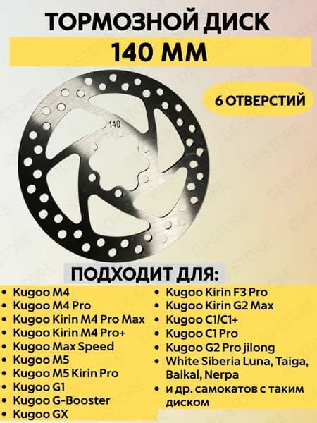 Тормозной диск 140мм для электросамоката Kugoo
