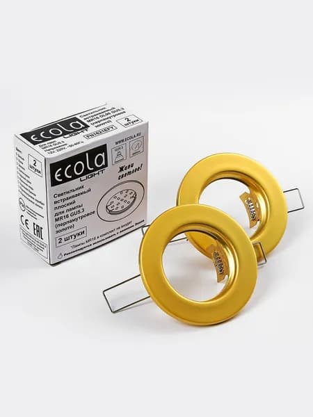 Светильник MR16 DL90 GU5.3 встр. плоский перламутровое золото 30x80 (кd74) Ecola Light (упаковка 2шт)