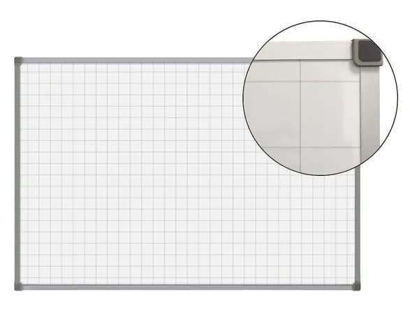 Доска магнитно-маркерная 90x120 см, белая с разлиновкой клетка 5х5 см, BoardSYS, с полочкой