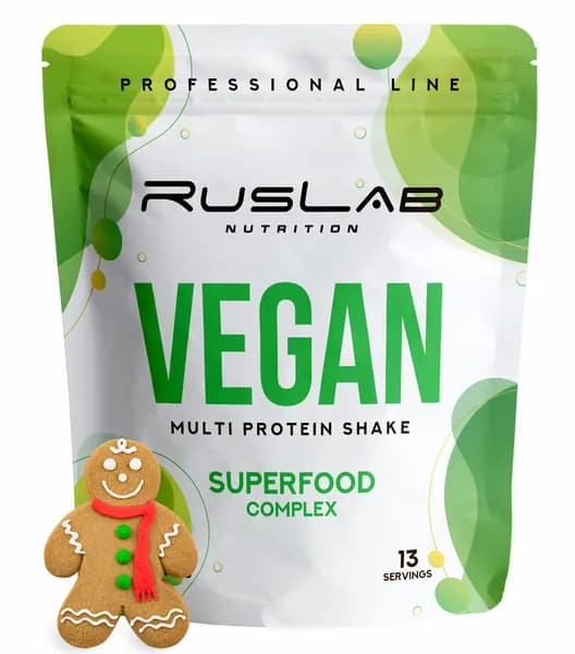 MULTI VEGAN PROTEIN SHAKE-белковый коктейль для веганов,вегетарианцев (416 гр),вкус имбирный пряник