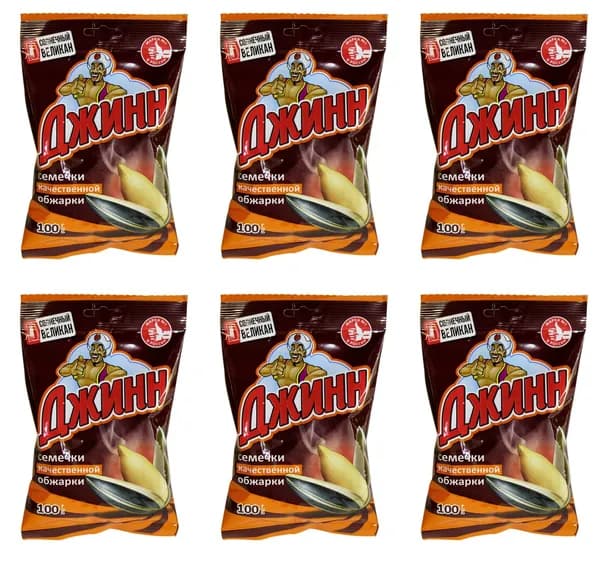 Джинн Семечки Классические жаренные, 100 г, 6 шт