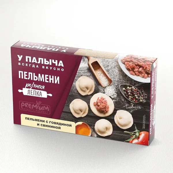 Пельмени с говядиной и свининой (ручная лепка) 450г
