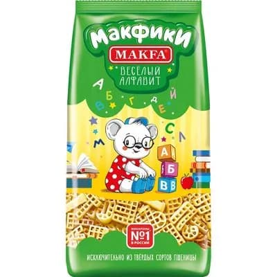 Макароны фигурные детские Макфа Макфики Веселый алфавит, 300г