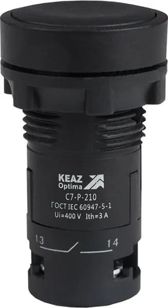 Кнопка управления КЭАЗ OptiSignal Compact D22 C7-P-210, черная, 1НО, XB7NA21 IP40, 362031 / кнопочный пост