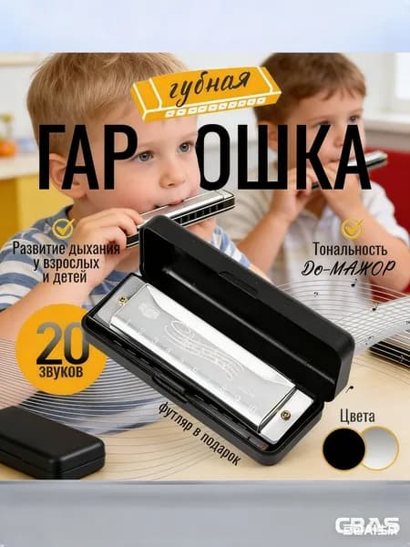 Губная гармошка диатоническая, серебряная