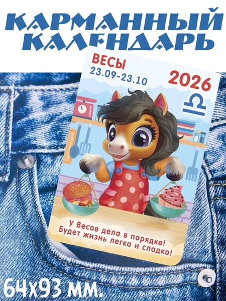Карманный календарь "Весы", 93х64 мм., 2026 год