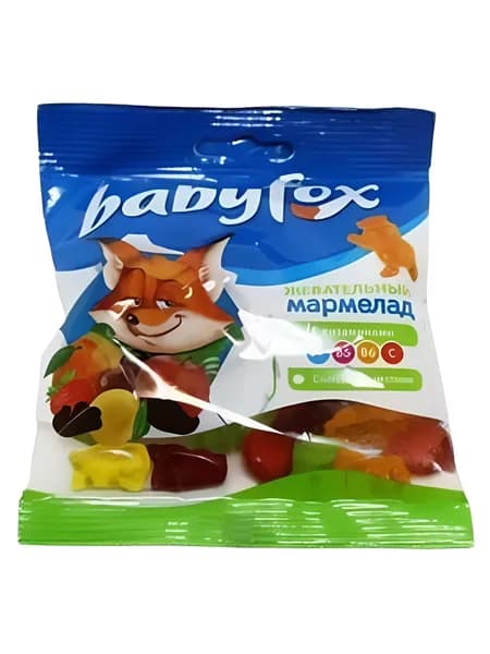 Мармелад KDV BabyFox Бегемоты жевательный с соком ягод и фруктов/ 70 гр