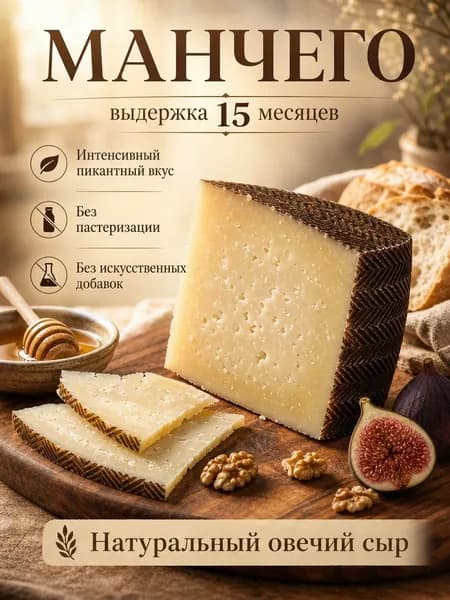 Полутвердый Овечий сыр Манчего (15 месяцев), 240-300гр