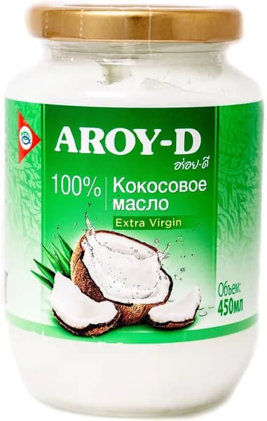 Масло кокосовое Aroy-D нерафинированное, 450 мл