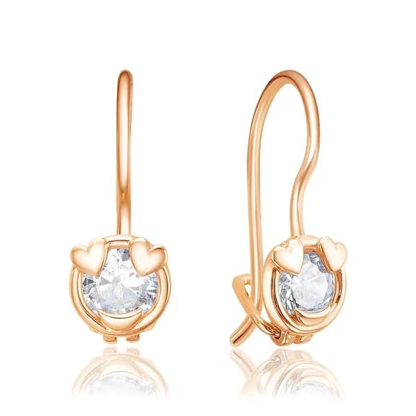 Серьги детские с фианитами из красного золота 375 пробы 585GOLD