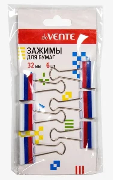 deVENTE Зажим для бумаги 32 мм, 6 шт.