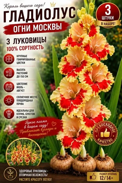 Луковицы Гладиолусов Огни Москвы