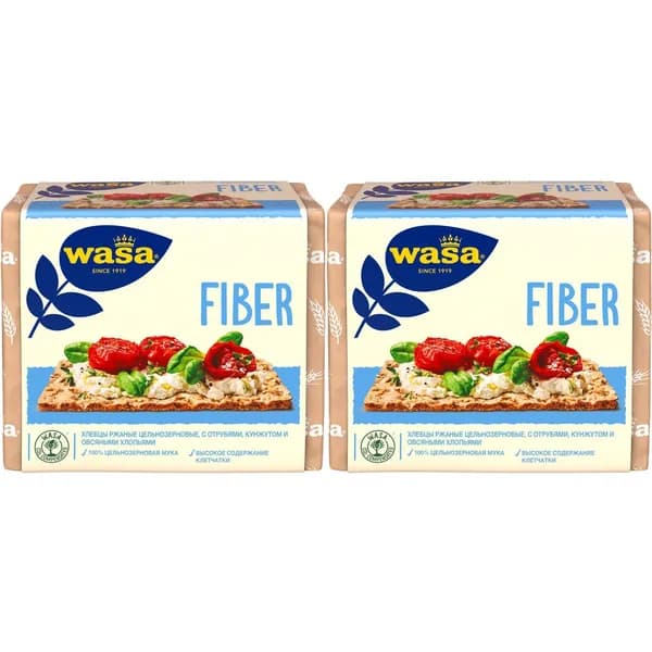 Хлебцы ржаные Wasa Fiber с отрубями-кунжутом-овсяными хлопьями 230 г, набор: 2 штуки