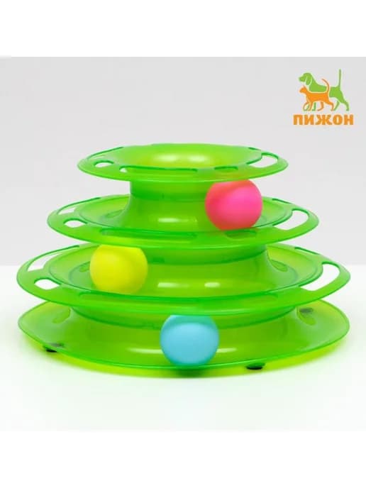 Игровой комплекс для кошек с шариками, зеленый