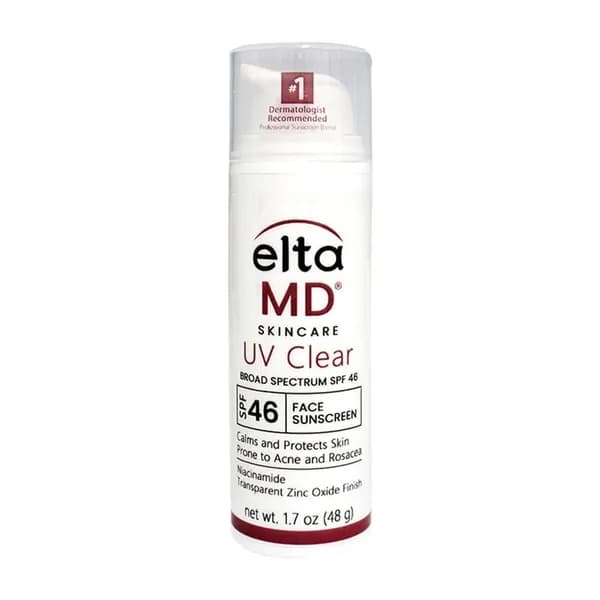 Солнцезащитный крем для лица EltaMD UV Clear SPF 46, невидимый финиш с цинком и ниацинамидом для кожи, склонной к акне и розацеа