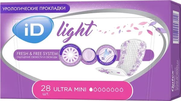 Прокладки урологические iD Light Ultra mini (28 штук в упаковке)