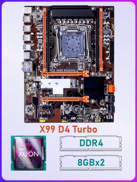 Atermiter X99-D4 Turbo + процессор E5-2673 v3 12 ядер 24 потока + оперативная память DDR4 16Gb готовый комплект, LGA 2011-3, DDR4, Материнская плата