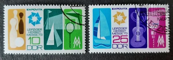 Гашеные марки ГДР 1973 г. Лейпцигская осенняя ярмарка. Серия 2 шт