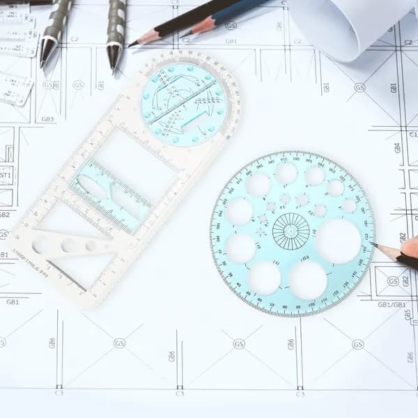 Два пластиковых шаблона для черчения и рисования с точной разметкой