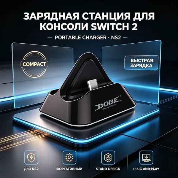 Портативная треугольная зарядная подставка для консоли Nintendo Switch 2 NS2, одиночная быстрая зарядка, компактный настольный док