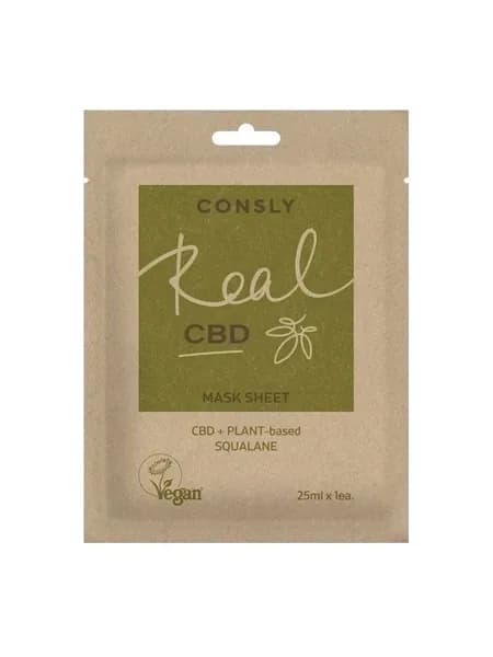 CONSLY Маска тканевая Vegan Real CBD для проблемной кожи с канабидиолом и растительным скваланом, 25мл