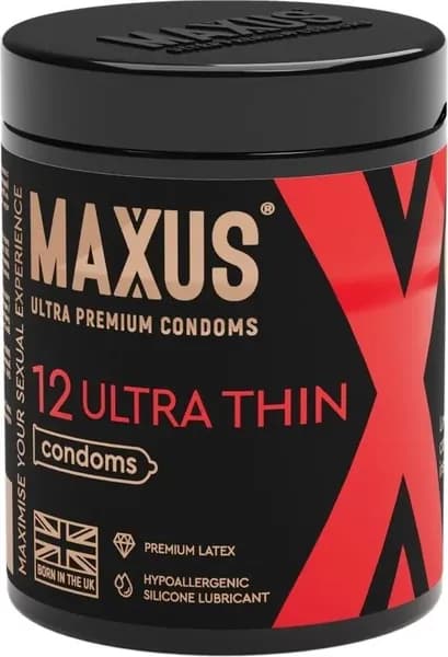 Презервативы ультратонкие для мужчин, MAXUS Ultra Thin 0,05 мм, кейс в подарок,12 штук