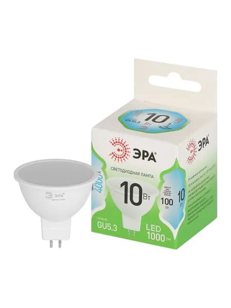 Лампочка светодиодная ЭРА GREEN LINE Б0067064 LED MR16-10W-840-GU5.3 GL GU5.3 10 Вт софит яркий белый свет