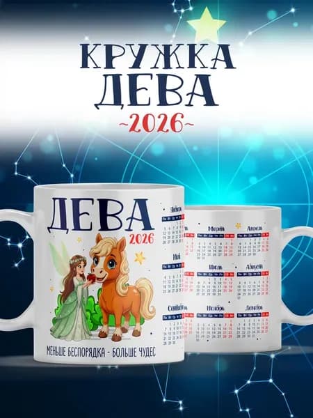 Кружка Дева — знак зодиака, год лошади 2026 подарок