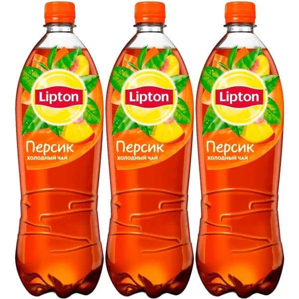 Холодный чай Lipton черный персик 1 л, набор: 3 штуки