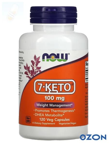 7-КЕТО (ДГЭА метаболит) NOW Foods 7-KETO 100 мг (DHEA metabolit), 120 растительных капсул