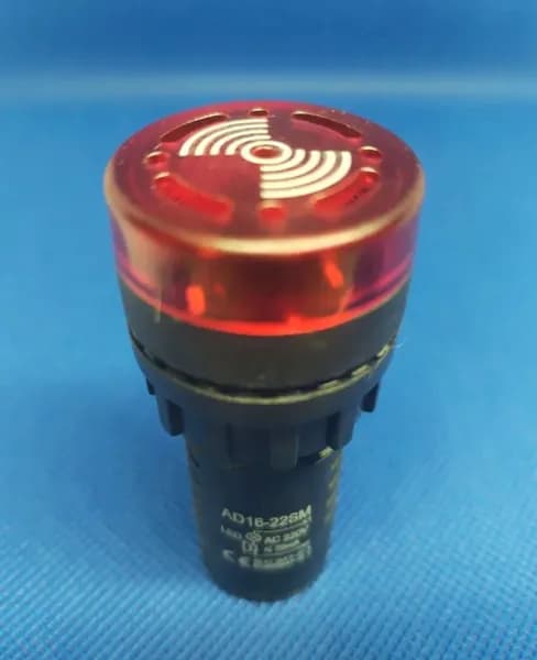 Сигнальная лампа с звуком AD16-22SM красная, индикатор 220В для панели