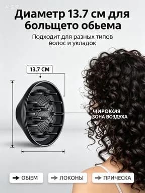 Насадка-диффузор для фена с магнитным креплением, профессиональный аксессуар для укладки кудрявых и объемных волос, диаметр 13.7 см