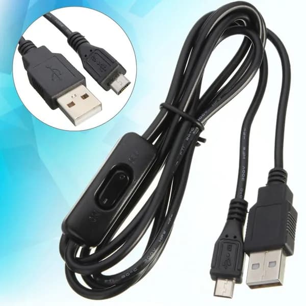 USB-кабель micro-USB с выключателем, 1 м, для Raspberry Pi