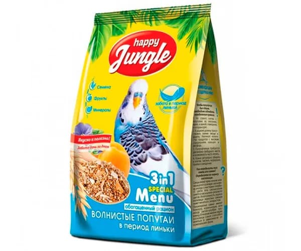 Корм для волнистых попугаев при линьке Happy Jungle 500г j103