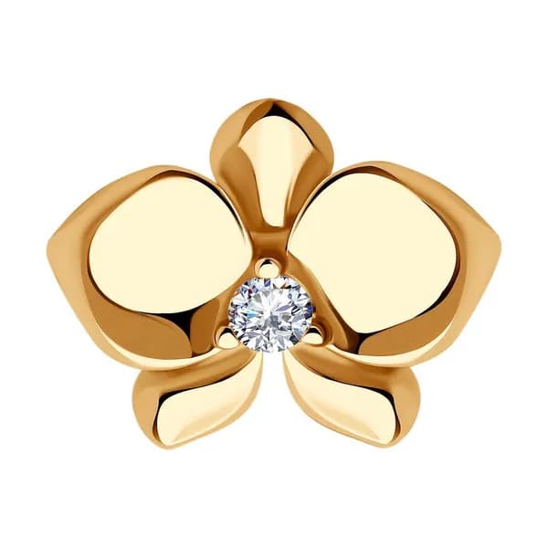 Diamant, Брошь из золочёного серебра, 93-140-01820-1, декоративные, фианит, 925 проба