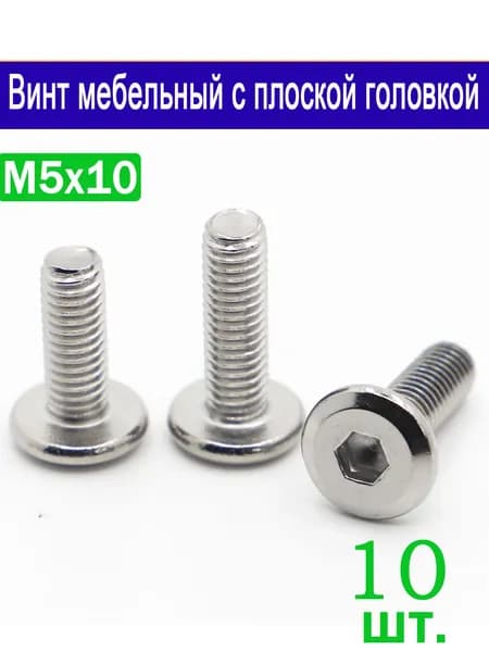 Винт M5 x 5 x 10 мм, головка: Плоская, 10 шт.