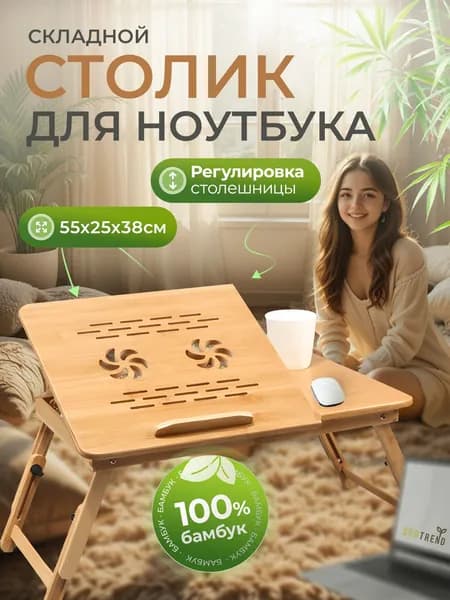 Подставка для ноутбука охлаждающая, ECOTREND, складной столик для ноутбука в кровать, столик для завтрака в постель