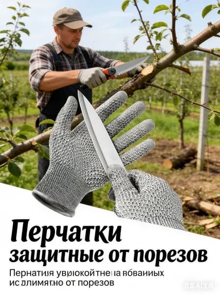 Перчатки защитные от порезов, многоцелевые рабочие перчатки для кухни и производства, комплект 2 пары