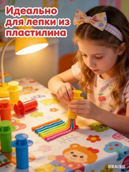 Набор шприцев-экструдеров для лепки 5 шт, детский инструмент для пластилина и теста, развивает моторику и творчество, безопасный пластик, весёлые формы и узоры