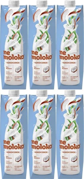 Nemoloko Напиток рисовый Кокосовый, 1 л, 6 шт в коробке