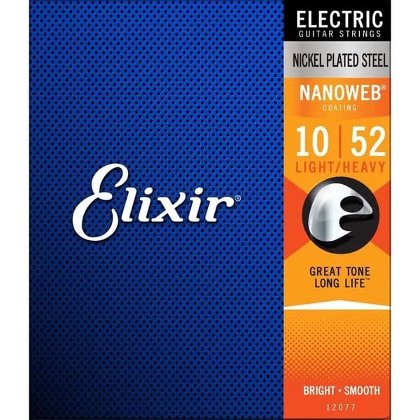 Струны для акустической гитары Elixir 12077 Nanoweb Люминофор медный,10-052
