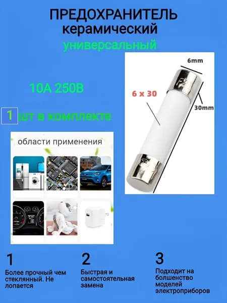 Предохранитель для СВЧ/микроволновой печи 10А 1 шт