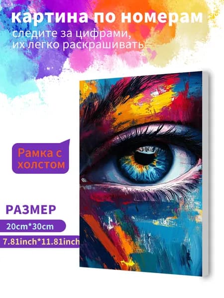 Картина по номерам на холсте с подрамником 20х30 "Абстрактная картина маслом "глаза"" / набор для творчества