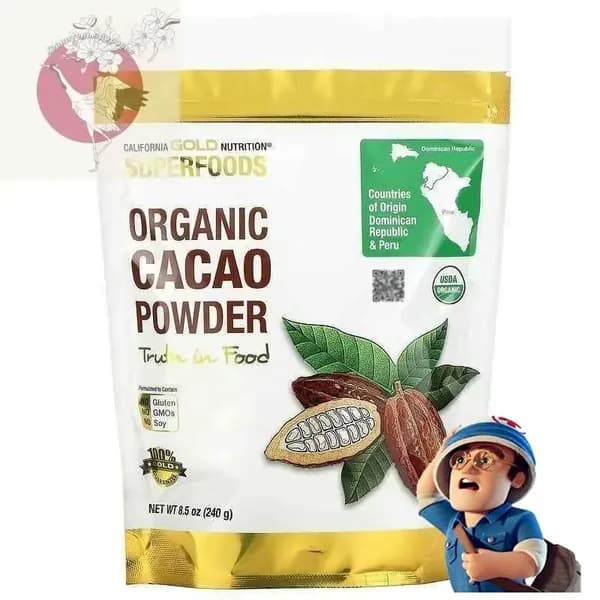 Органический какао-порошок, 240 г, Organic Cacao Powder, California Gold Nutrition, Superfoods, США