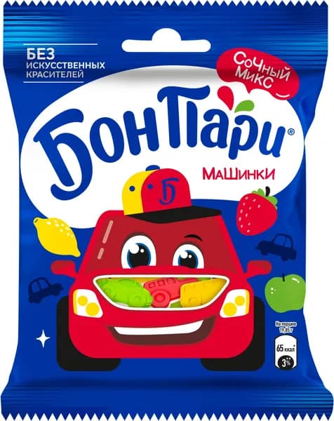 Мармелад жевательный БОН ПАРИ Машинки, 75г